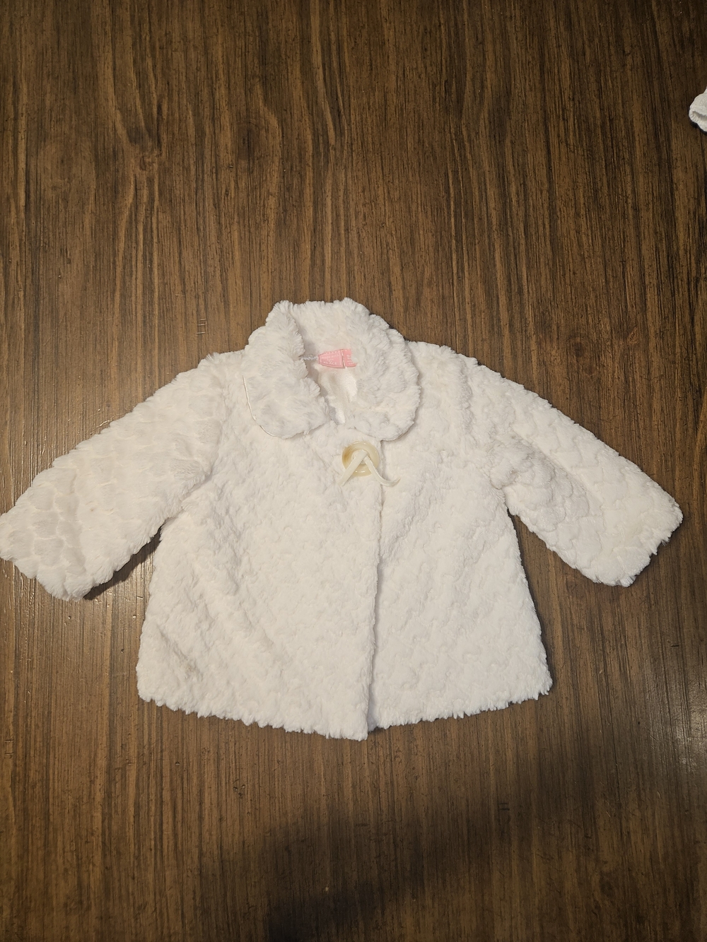 The Children's Place Cream Plush Pea Coat with Bow Accent